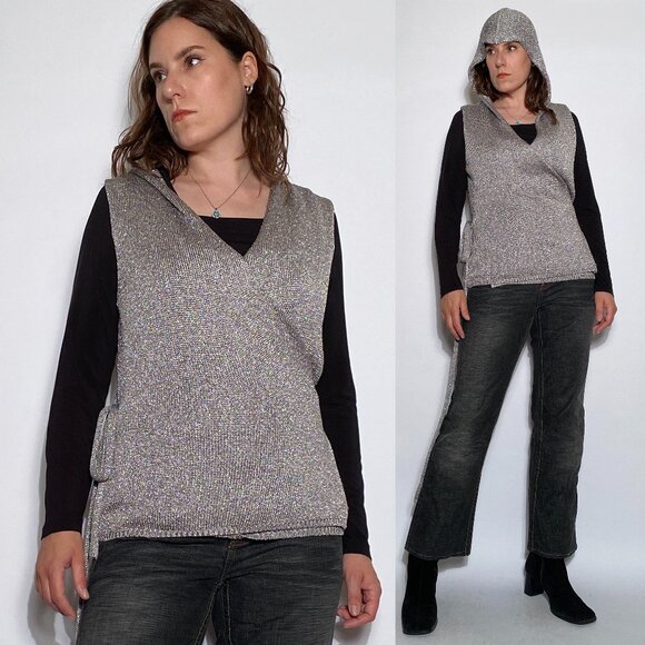 CASTLE CORE Chain Mail Look Hooded Wrap Vest JOAN OF ARC Halloween Costume Large - Picture 1 of 8